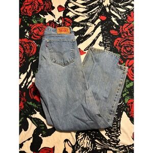 Levis 505 Regular Fit Straight Leg Jeans Light Wash Denim Blue Mens 33x32
